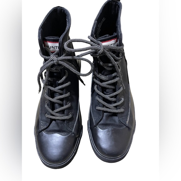 Hunter for Target Adult Unisex Lace Up Ankle Rain Boots Mens 7.5 Women 9.5 BLK - Picture 2 of 16